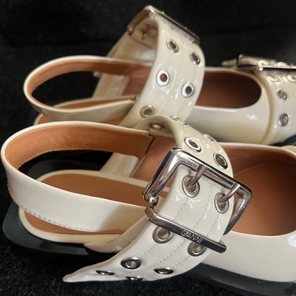 NWOT GANNI Wide Welt Buckle Ballerina Flats - Picture 5 of 6